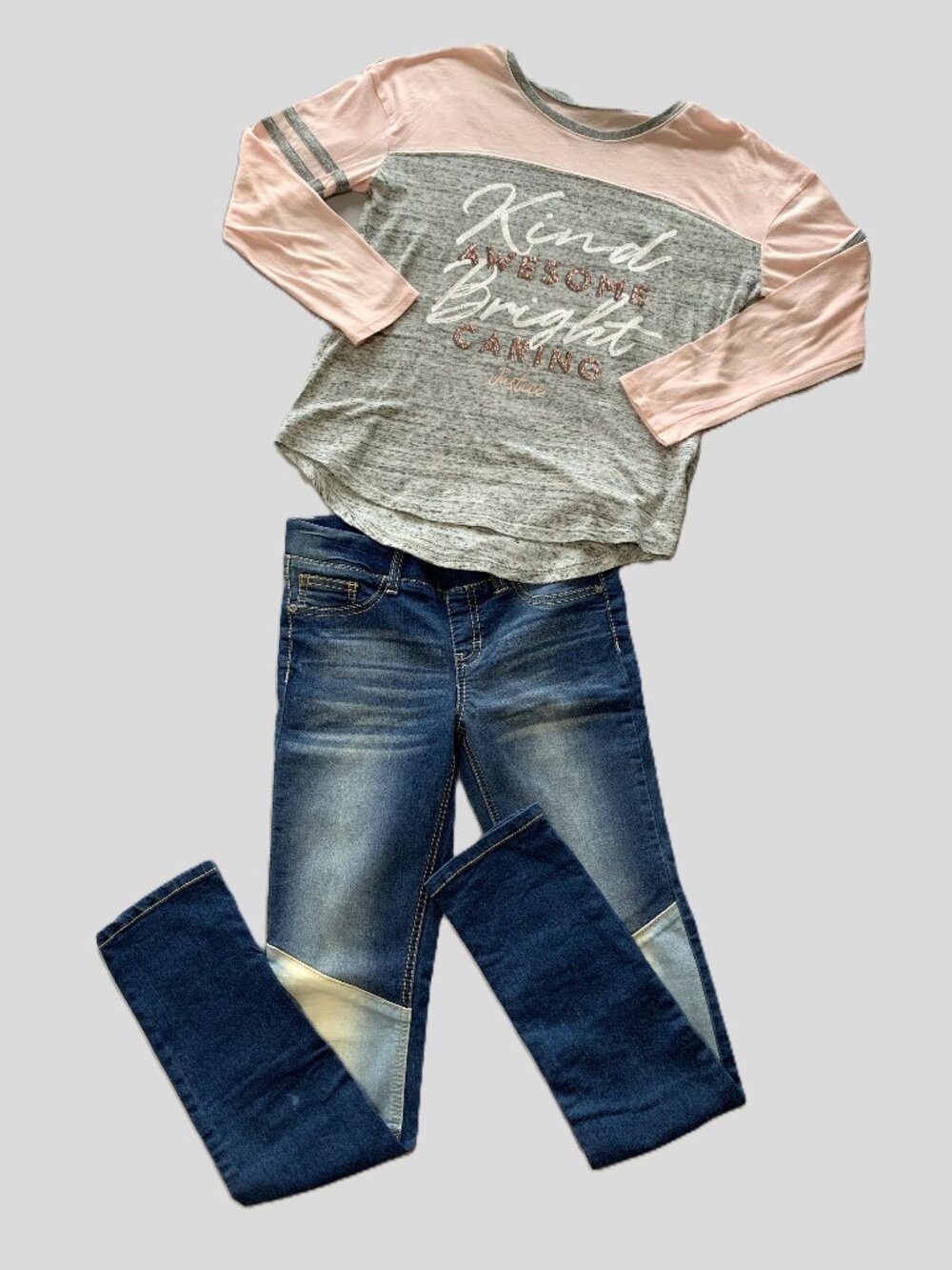 Girls Long Sleeves Justice Shirt Lee Leggings Jeans Glitter Size 12